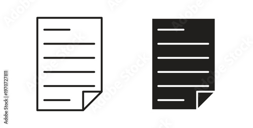 Documents icon design line and solid vector pack on white background