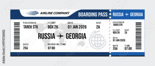 Airline boarding pass ticket for russia to georgia flight airline ticket travel
