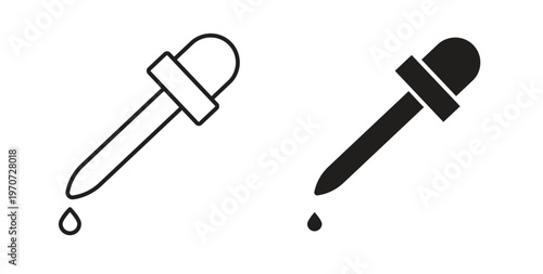 Dropper pipette icon design line and solid vector pack on white background