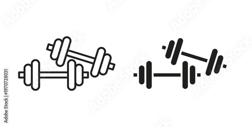 Dumbbell pair icon design line and solid vector pack on white background