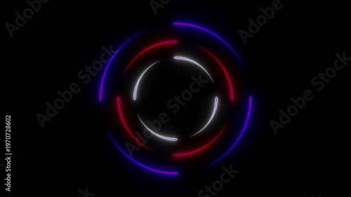Glowing Neon Circle Light Trails on Black Background for Motion and Visual Effects glowing light trails