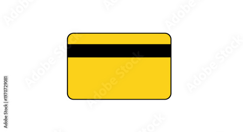 Yellow credit card with magnetic stripe isolated on white background business