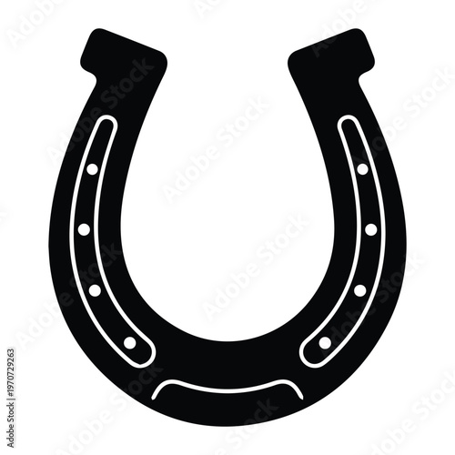 Horse Shoe Icon Silhouette Vector black design on a white background