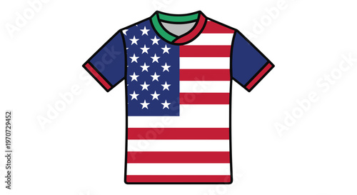 American flag soccer jersey t shirt design with red white blue and green collar