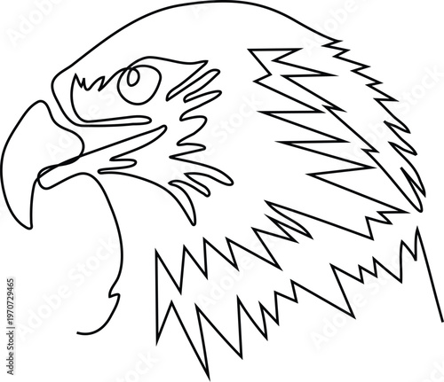 Minimalist Continuous Line Illustration of Eagle Head Profile Representing Strength Power and Abstract Elegance Concept