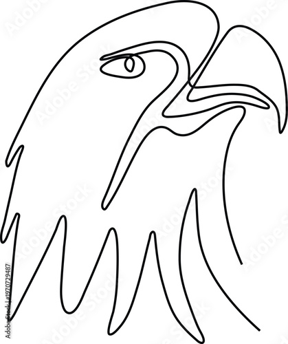 Minimalist Continuous Line Illustration of Eagle Head Representing Strength Freedom and Abstract Elegance Concept