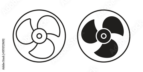 Fan icon design line and solid vector pack on white background