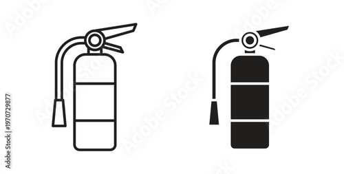 Fire extinguisher icon design line and solid vector pack on white background