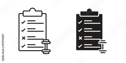 Fitness plan icon design line and solid vector pack on white background