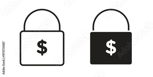 Fixed price icon design line and solid vector pack on white background