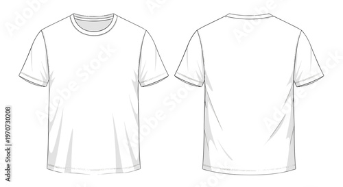Blank white t shirt mockup front and back view simple apparel design template