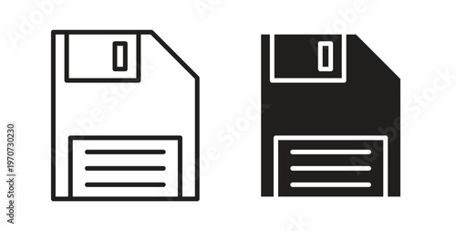 Floppy disk icon design line and solid vector pack on white background
