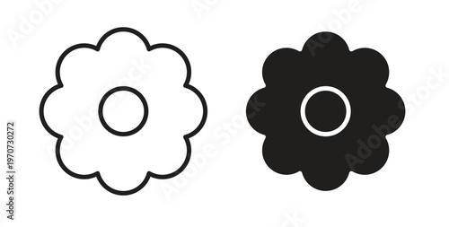 Flower icon design line and solid vector pack on white background