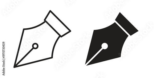 Fountain pen icon design line and solid vector pack on white background