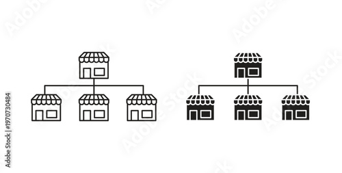 Franchise icon design line and solid vector pack on white background