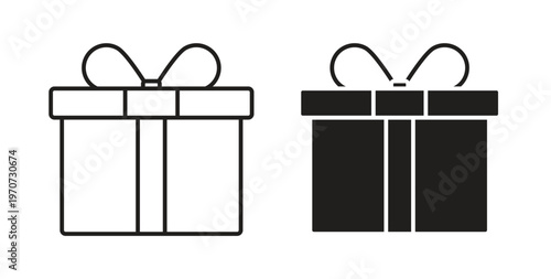 Gift box icon design line and solid vector pack on white background