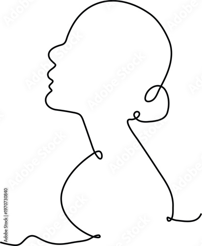 Minimalist Continuous Line Illustration of Human Profile Representing Identity Expression and Abstract Elegance Concept