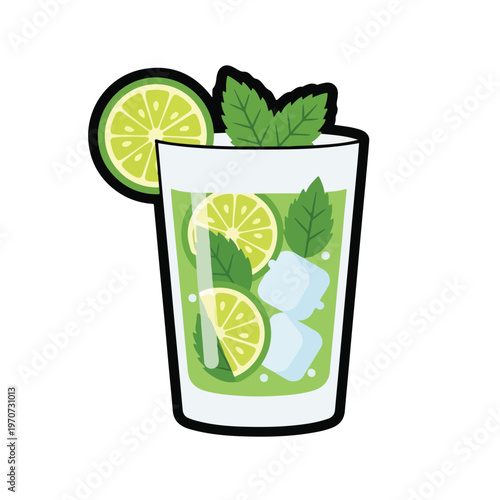 A refreshing drink with lime and mint