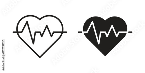 Heartbeat icon design line and solid vector pack on white background