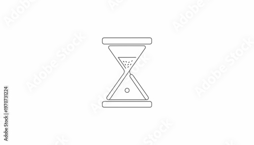 Hourglass icon, time passing, sand flowing, countdown symbol, isolated on white background