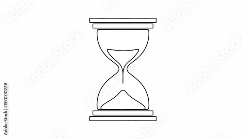 Hourglass icon, time passing concept, simple line art illustration