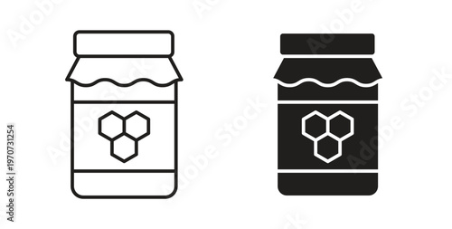 Honey jar icon design line and solid vector pack on white background
