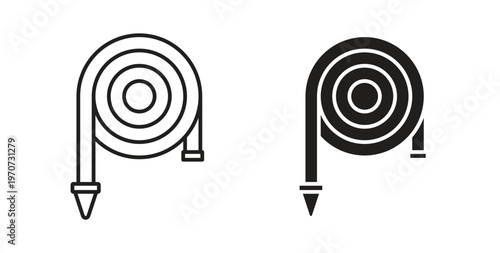 Hose icon design line and solid vector pack on white background