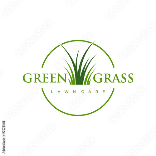 Stylized Green Grass Logo Design Template