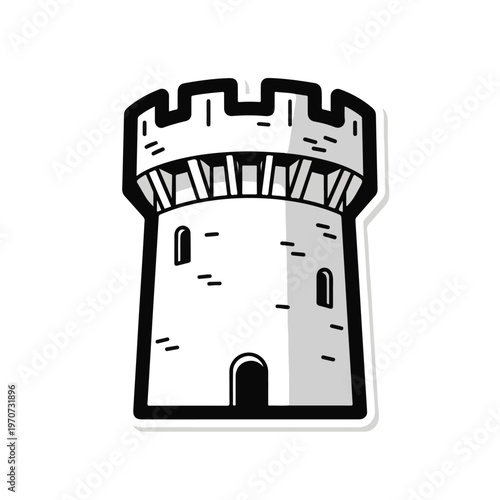 A medieval-style tower with battlements