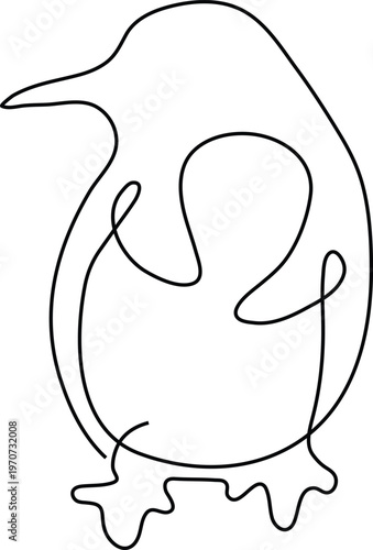 Minimalist Continuous Line Illustration of Penguin Representing Wildlife Nature and Abstract Elegance Concept