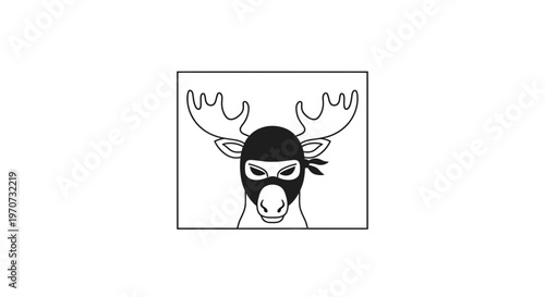 Funny Moose Wearing a Bandit Mask - Cartoon Style