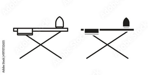Ironing board icon design line and solid vector pack on white background