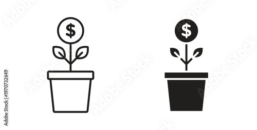 Investment tree icon design line and solid vector pack on white background