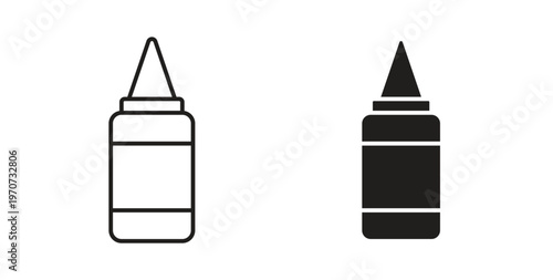 Ketchup icon design line and solid vector pack on white background