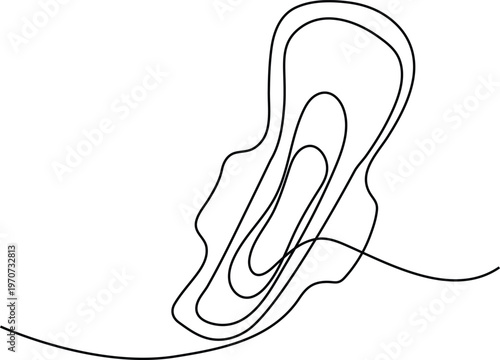 Minimalist Continuous Line Illustration of Sanitary Pad Representing Hygiene Care and Abstract Feminine Health Concept