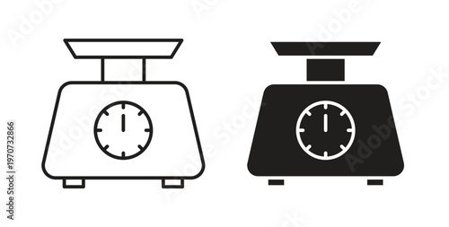 Kitchen scales icon design line and solid vector pack on white background