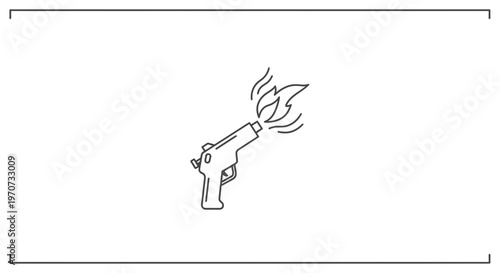 Flamethrower Gun Icon, Fire Eruption, Weapon Symbol, Danger, Military, Action