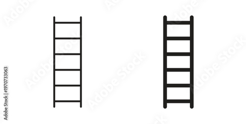 Ladder icon design line and solid vector pack on white background
