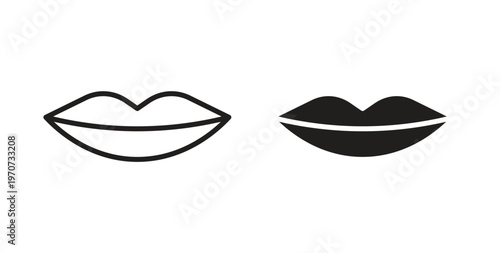 Lips icon design line and solid vector pack on white background