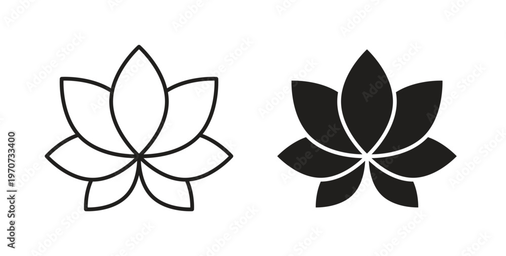 Obraz premium Lotus icon design line and solid vector pack on white background