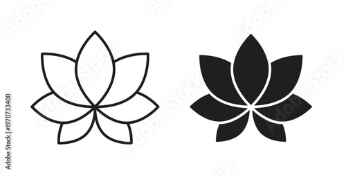 Lotus icon design line and solid vector pack on white background