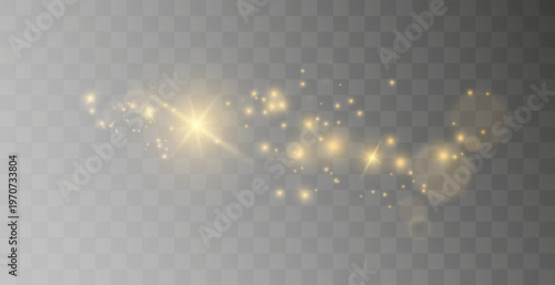 Gold sparkles background. Vector shining particles.