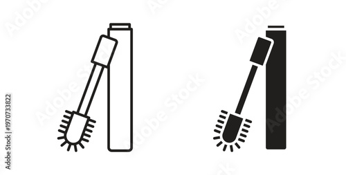 Mascara brush icon design line and solid vector pack on white background