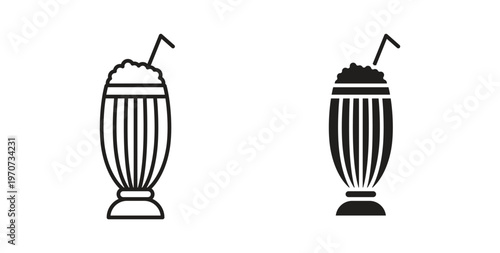 Milk shake icon design line and solid vector pack on white background