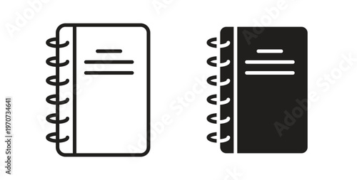 Notebook icon design line and solid vector pack on white background