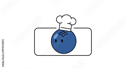 Cute Blueberry Chef Character Wearing Chef Hat, Cartoon Style