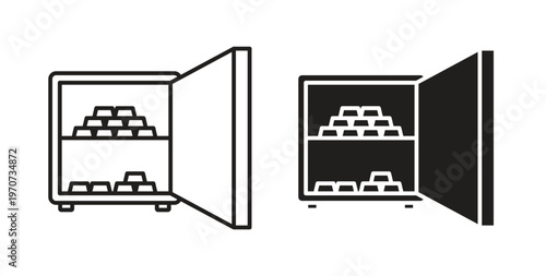 Open safe icon design line and solid vector pack on white background