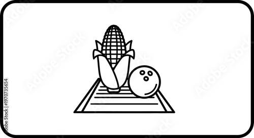 Corn Cob and Bowling Ball on Lanes Icon