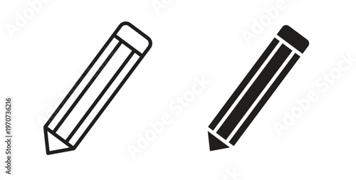 Pencil icon design line and solid vector pack on white background