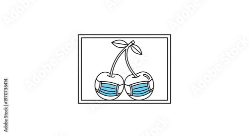 Cherries Wearing Face Masks Illustration